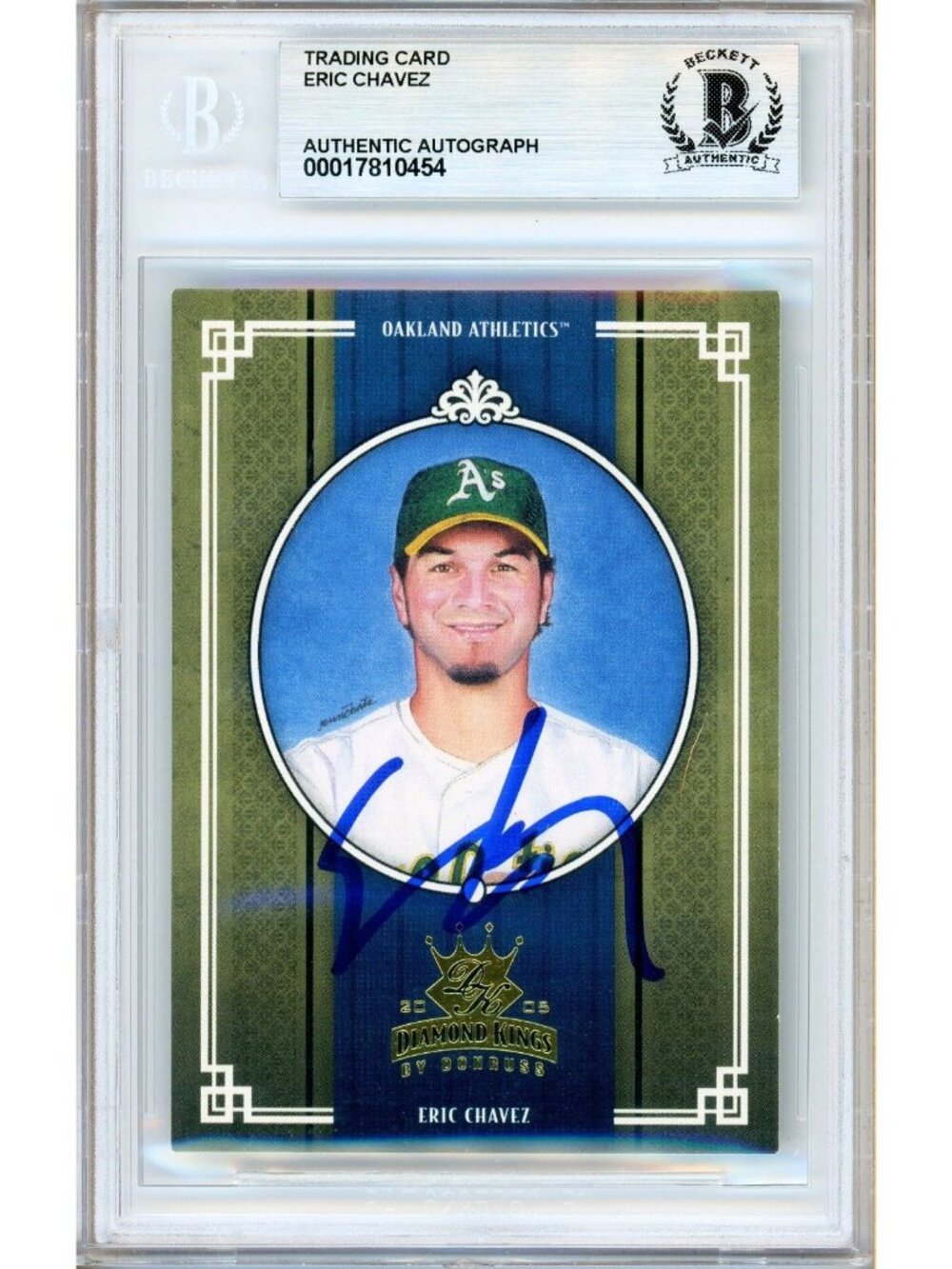 Eric Chavez Signed 2005 Donruss Diamond Kings #162 Athletics Beckett BAS Slabbed